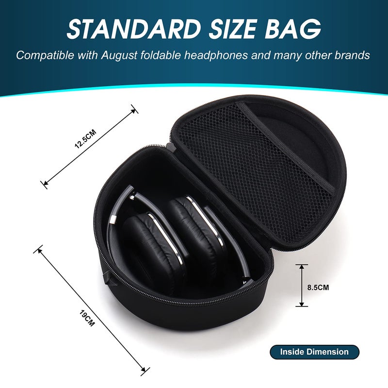 August Headphone Case for August EP650 / EP640 and More Foldable Headphones of Other Brands, Storage Bag Travel Carrying Case for Headphones Foldable, Over-Ear/On-Ear - Image 2